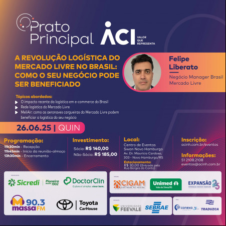 Prato Principal de junho traz gestor de negócios do Mercado Livre a Novo Hamburgo